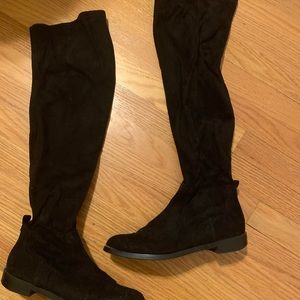 Black suede over the knee boots